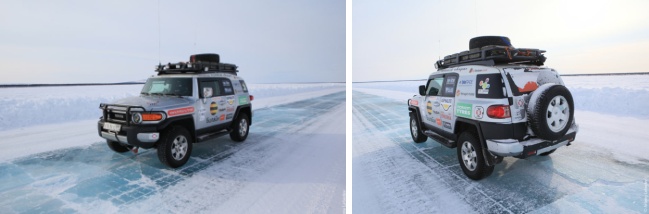 Автомобиль Артемия Лебедева Кукусик на льду Колымы