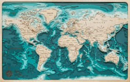 Деревянная рельефная карта мира (ENG) 60x40 WOODENMAP ART 2113 