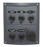 Панель с пятью переключателями и гнездом прикуривателя ART 4198 Splashproof switch panel