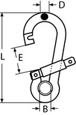 Карабин простой с широким раскрывом и кольцом (чертеж)