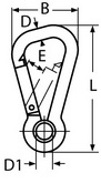 Карабин простой дельта с кольцом (чертеж)