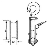 Канифас-блок такелажный с крюком и стопором (чертеж)
