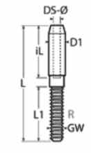 ESS наконечник троса для обжима с правой резьбой (чертеж)