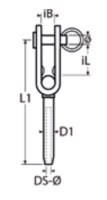 Вилка подвижная с наконечником для обжима на трос (чертеж)