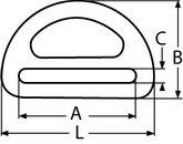 Алюминиевая пряжка D-тип для страховочных поясов (чертеж)