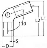 Колено релинга с углом 110° (чертеж)