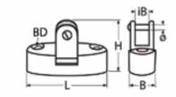 Палубный кронштейн с шарниром Bimini (чертеж)