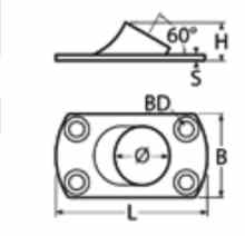Основание стойки для приварки трубы 60° (чертеж)