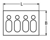 Панель выключателей 4 клавиши 130 95 алюминий (чертеж)