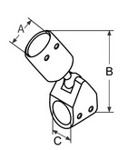 Скользящий кронштейн с шарниром для каркаса тентов Bimini (чертеж)
