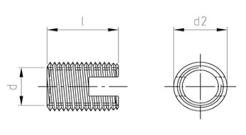 Втулка с внутренней и внешней резьбой (чертеж)