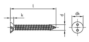 Антивандальный шуруп потай two-holes (чертеж)
