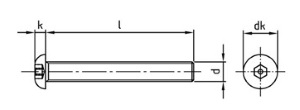 Антивандальный винт полукруг pin-hex (чертеж)