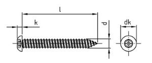 Антивандальный шуруп полукруг pin-tx (чертеж)
