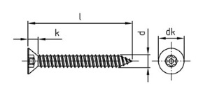 Антивандальный шуруп потай pin-tx (чертеж)