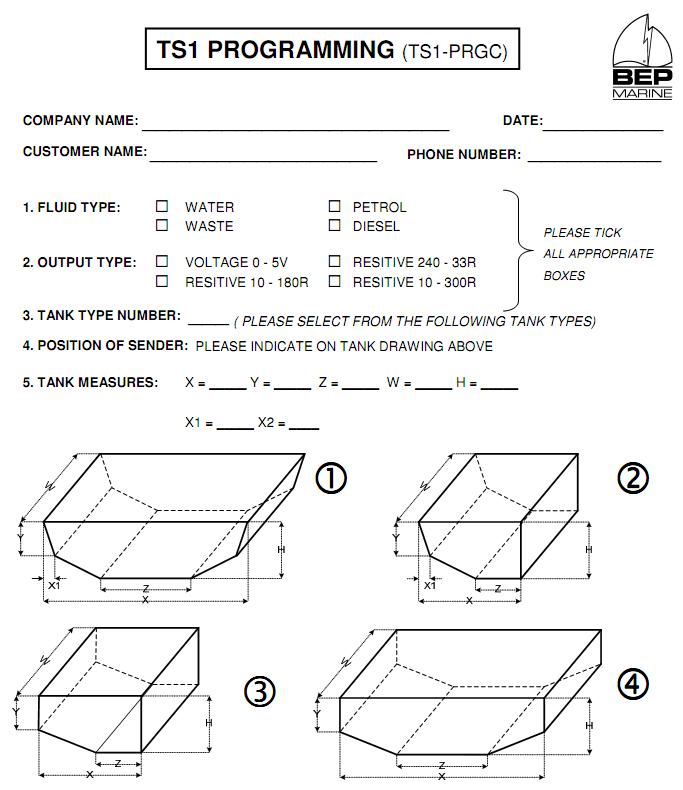BEP Marine TS1 заявка на программирование датчика